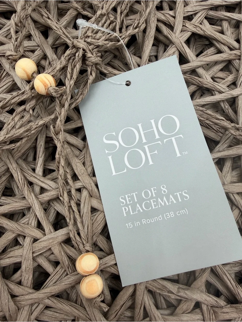 NWT Soho Loft Brown Woven Round Placemat - Set of 8